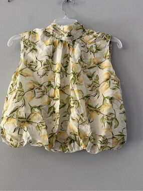 Heyson Sleeveless Lemon Print Bubble Hem Top - Yellow & Green